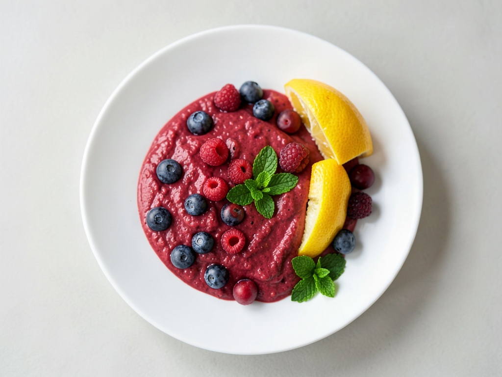 Rote Smoothie-Bowl mit Erdbeeren