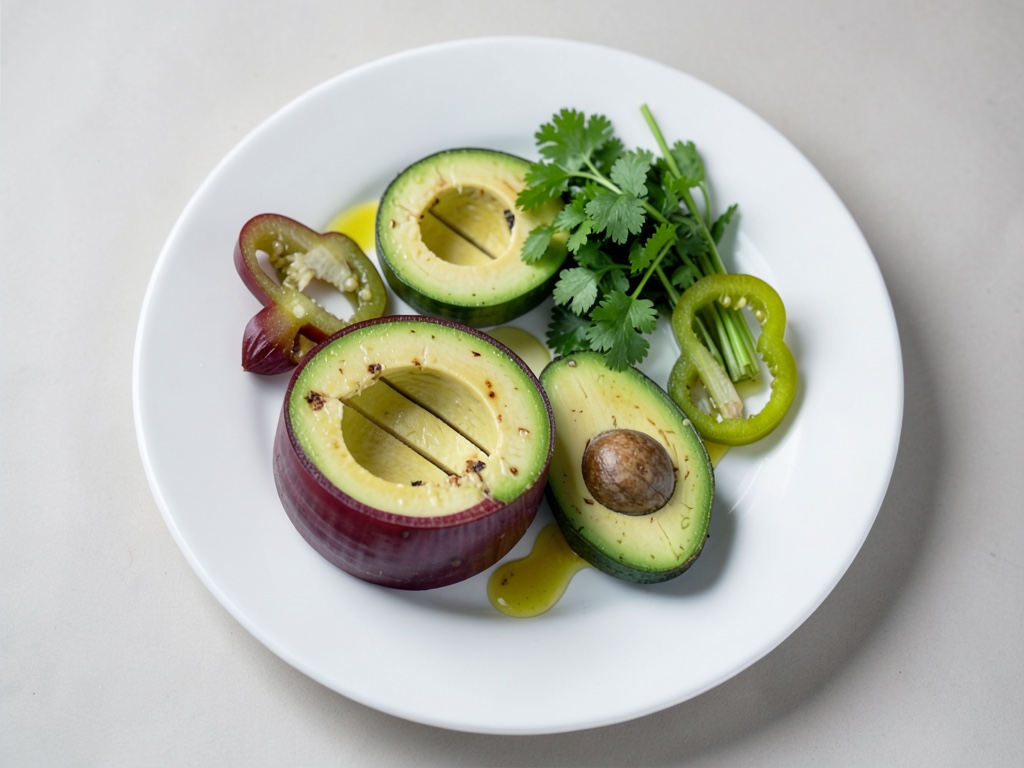 Ensalada de aguacate con cebollas rojas picantes