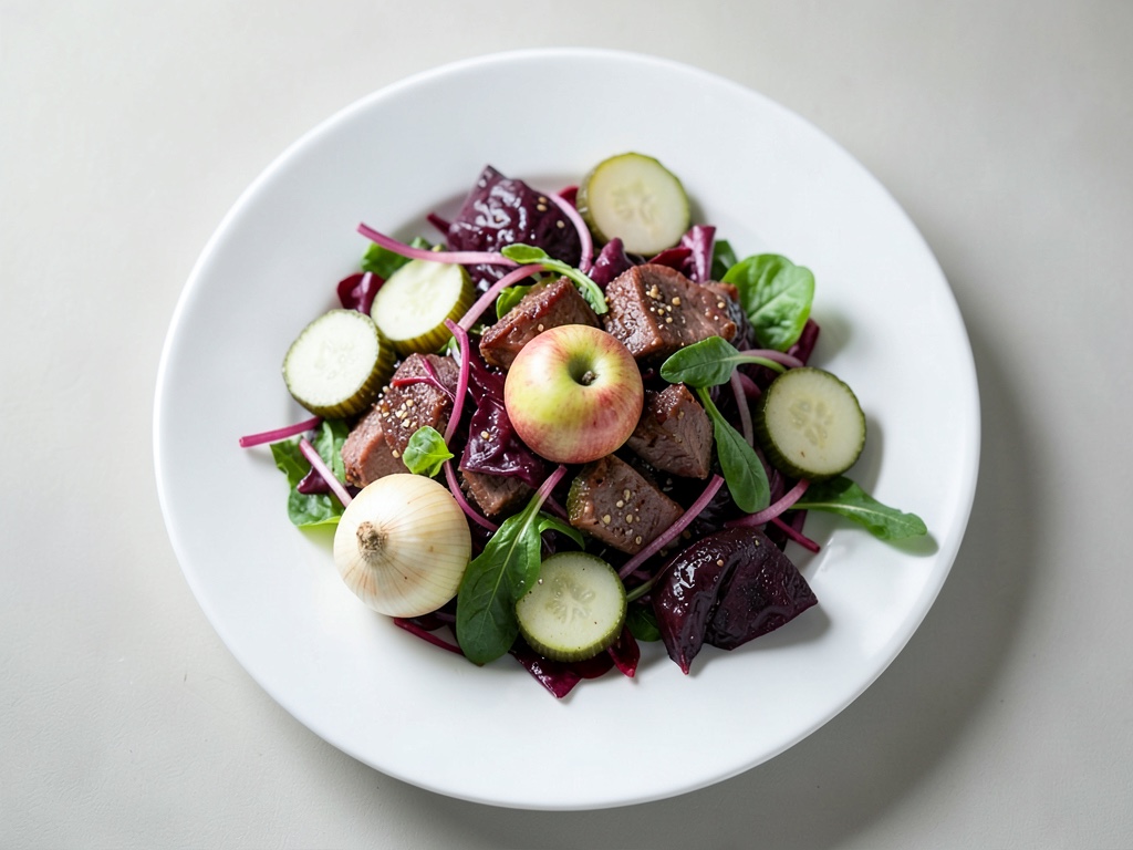 Insalata croccante con barbabietola rossa e aringa
