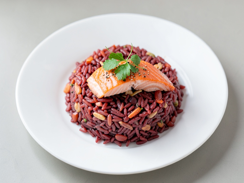Riso rosso con salmone