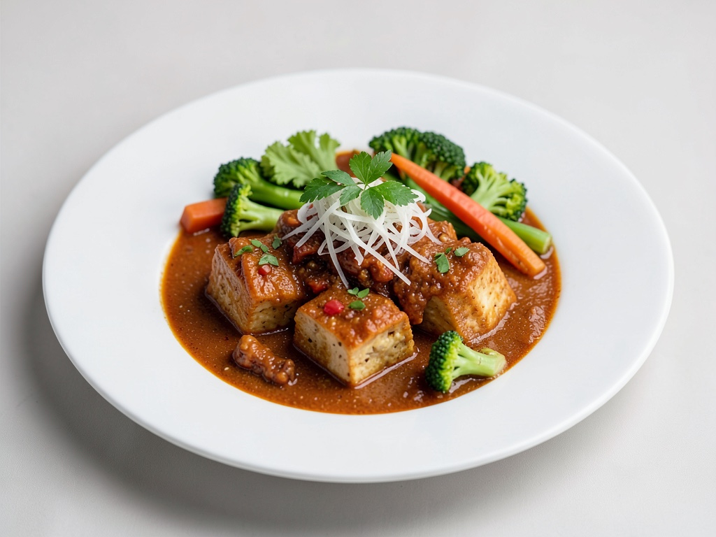 Curry rosso tailandese con tofu e verdure colorate