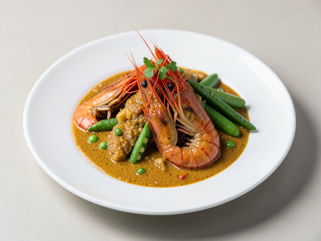 Curry di gamberi rossi con fagiolini