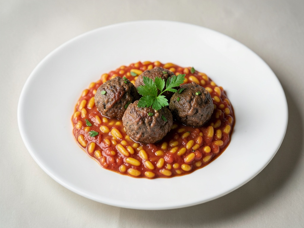 Risotto rosso con polpette di agnello