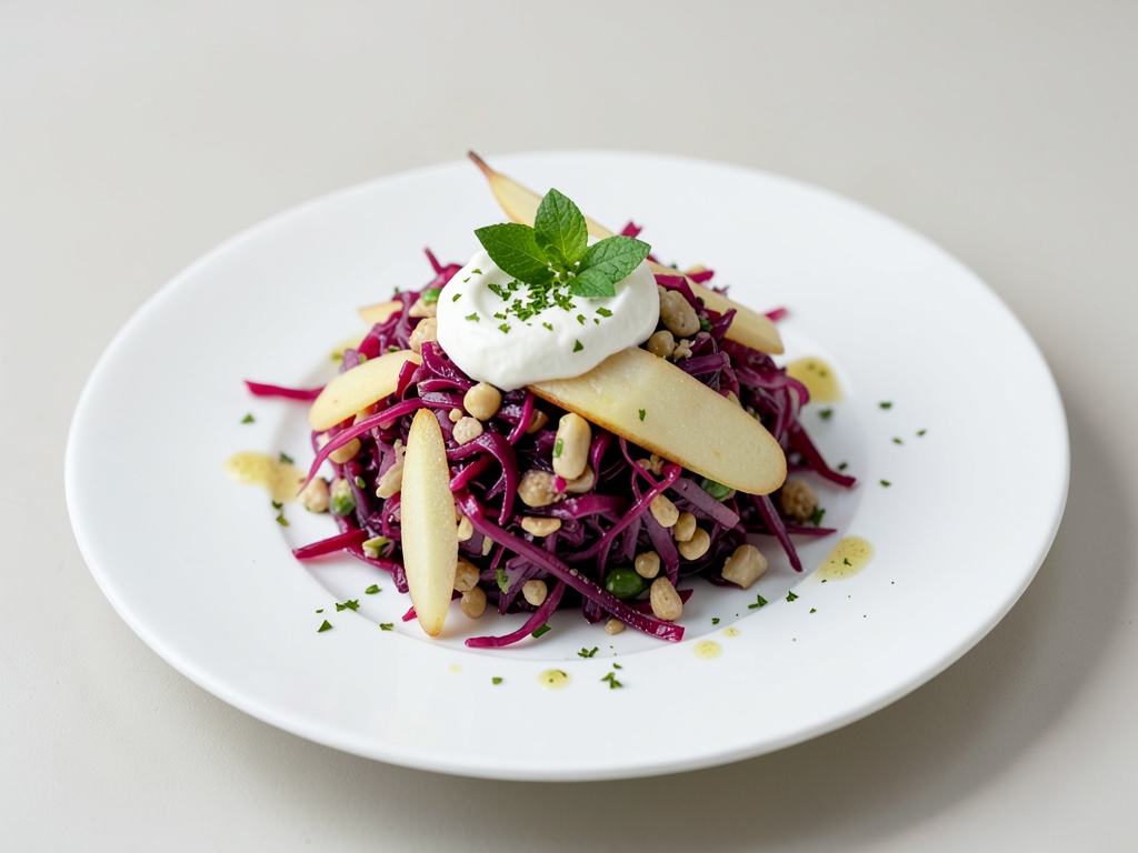 Tabouleh di cavolo rosso fresco con pera e yogurt