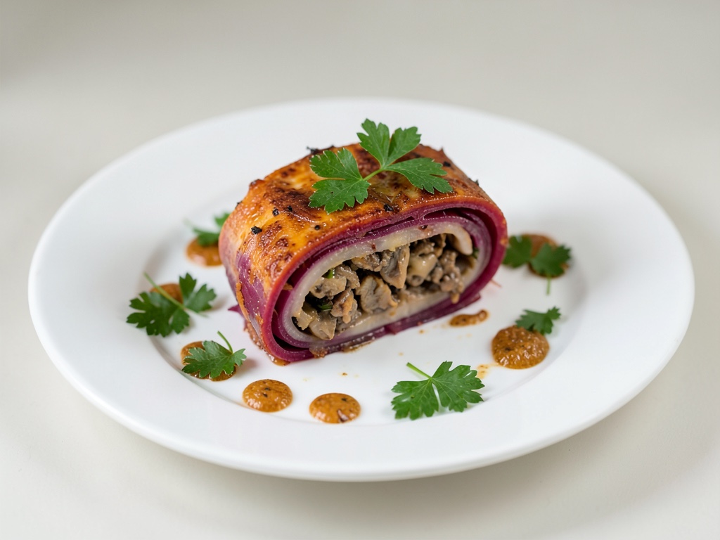 Involtini di cavolo rosso vegetariani con ripieno di funghi