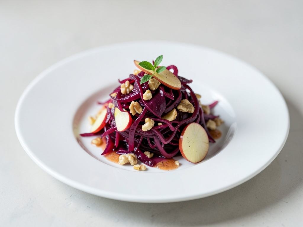 Insalata di cavolo rosso croccante con mele e noci