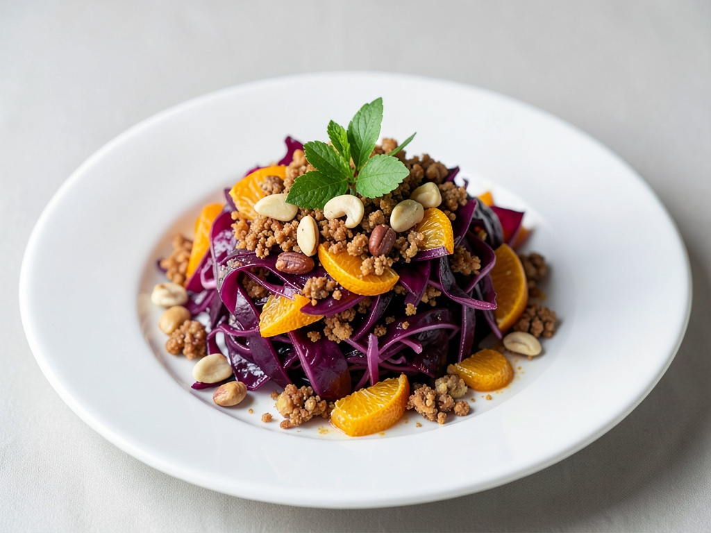Salade croquante de chou rouge aux oranges et aux noix