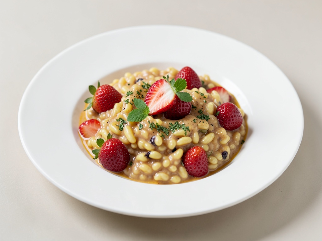 Risotto créole au vin rouge avec fraises fraîches