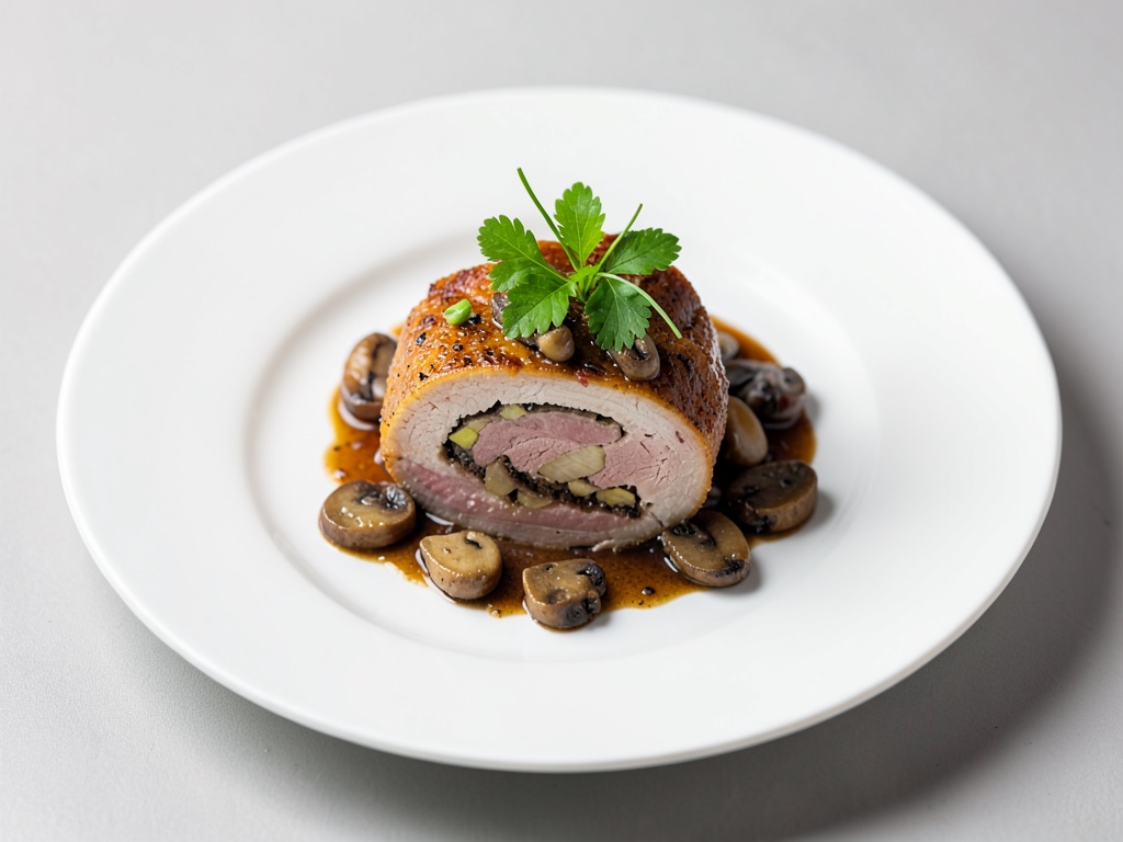 Pilz-Roulade aus Schweinebauch