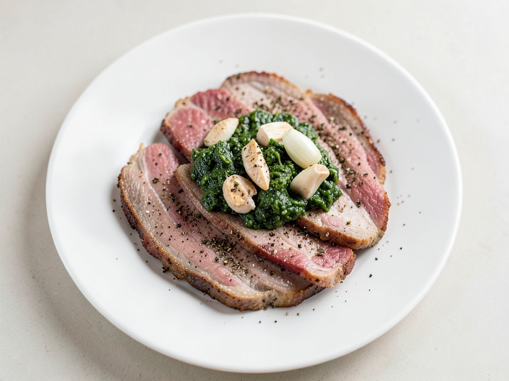 Involtini di vitello con ripieno di prosciutto all'aglio e spinaci