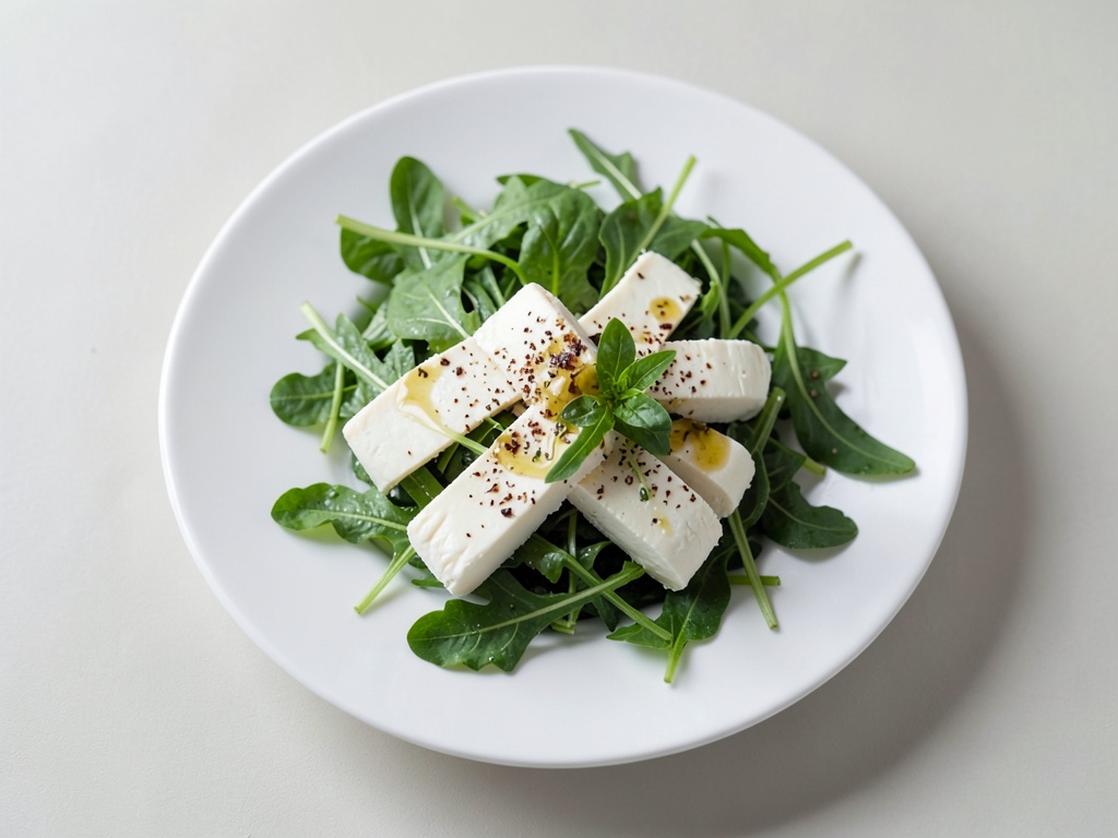 Insalata fresca di rucola e basilico con mozzarella