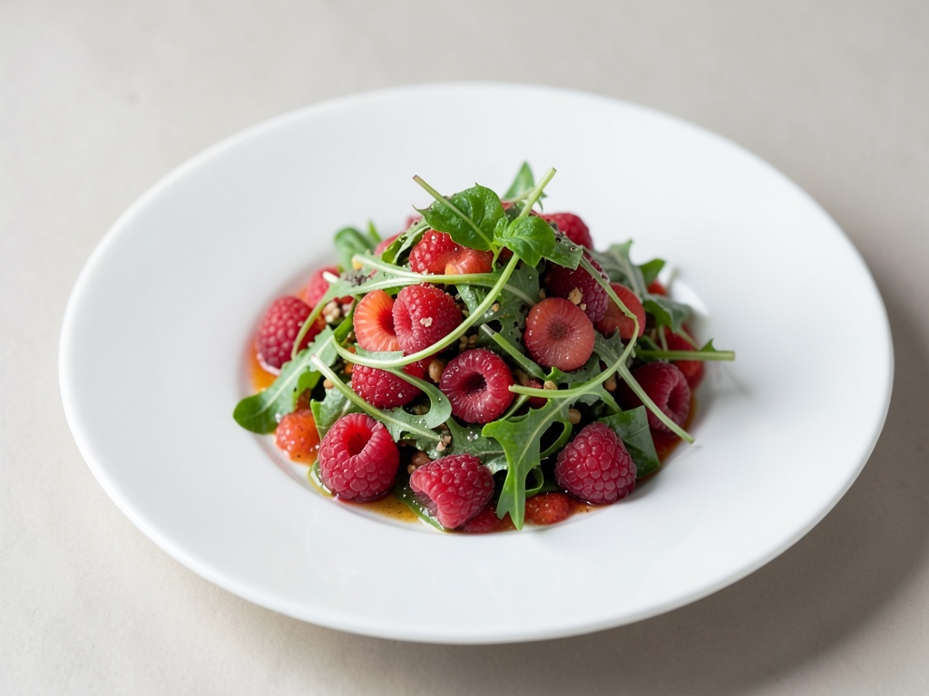 Insalata fruttata di rucola e lamponi