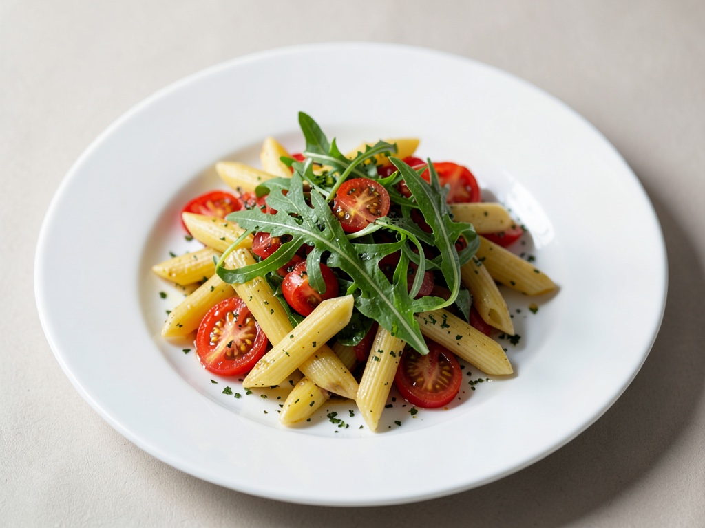 Penne con rucola e pomodorini