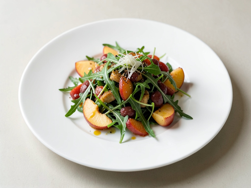 Insalata fresca di rucola e pesca