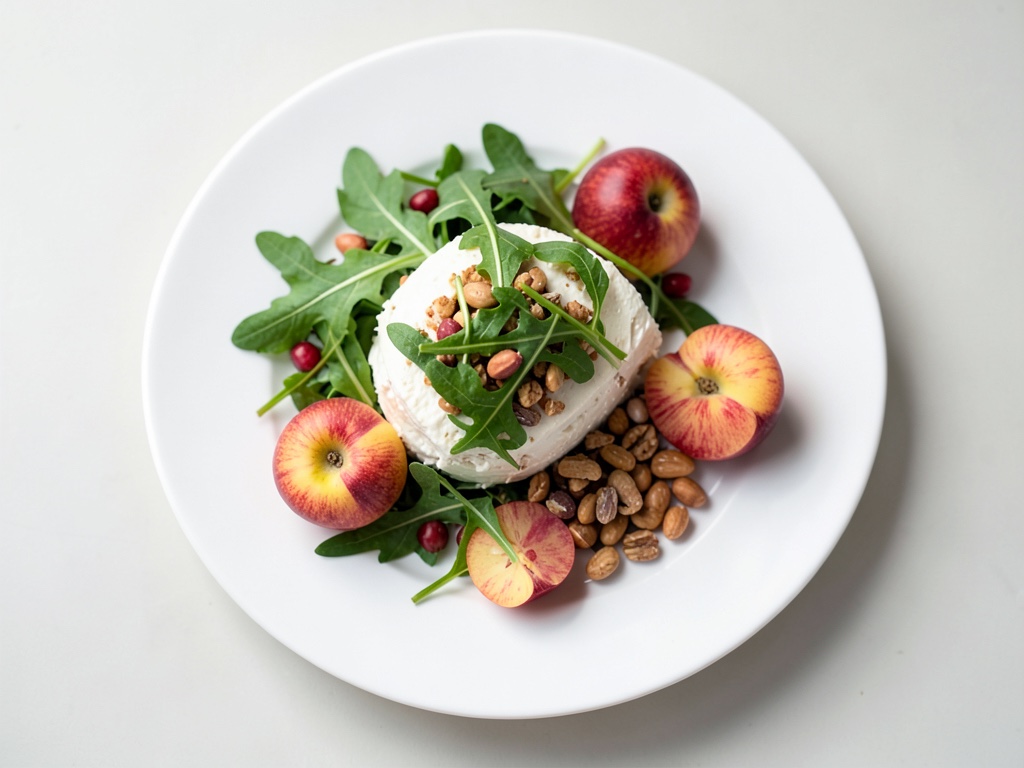 Salade de roquette croquante aux pêches sucrées et aux noix rôties