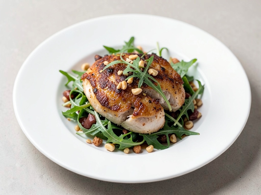Insalata croccante di pollo e rucola con noci