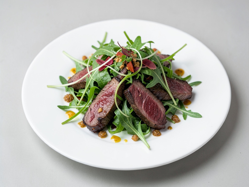 Insalata di rucola con striscioline di bistecca