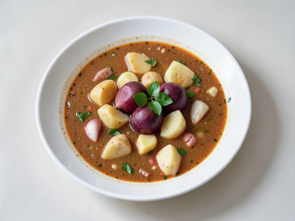 Zuppa cremosa di rape e patate con pera