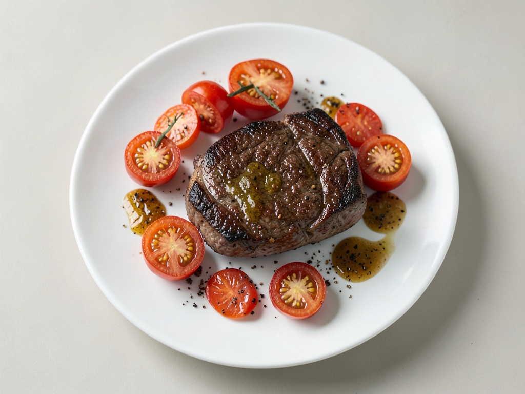Bistecca di manzo alla griglia con pomodori