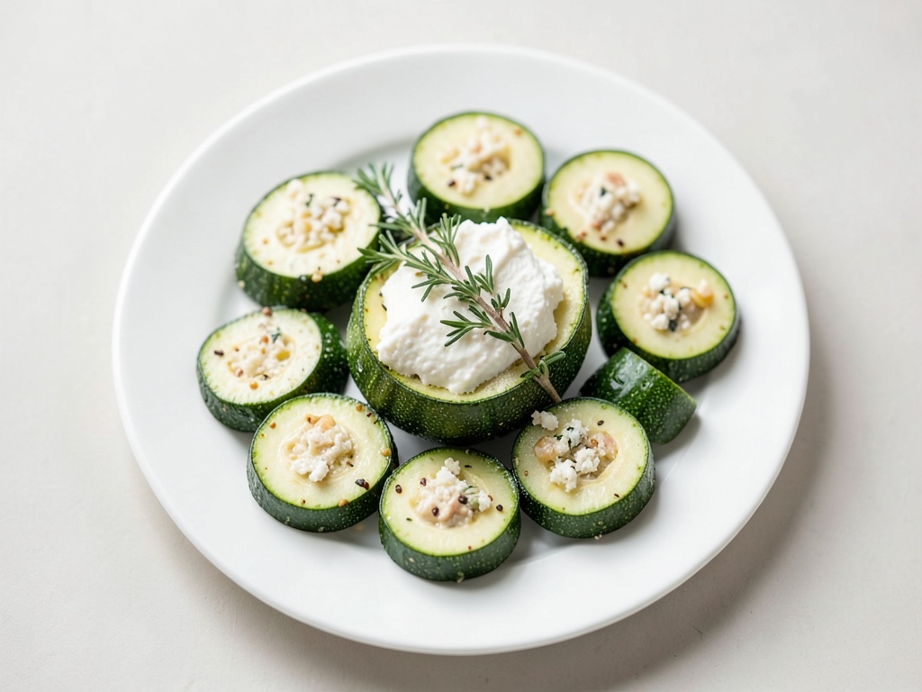 Barchette di zucchine ripiene di formaggio fresco e noci