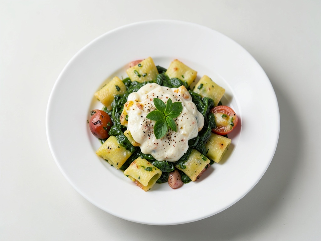 Fond allo zafferano con ravioli al ricotta e spinaci