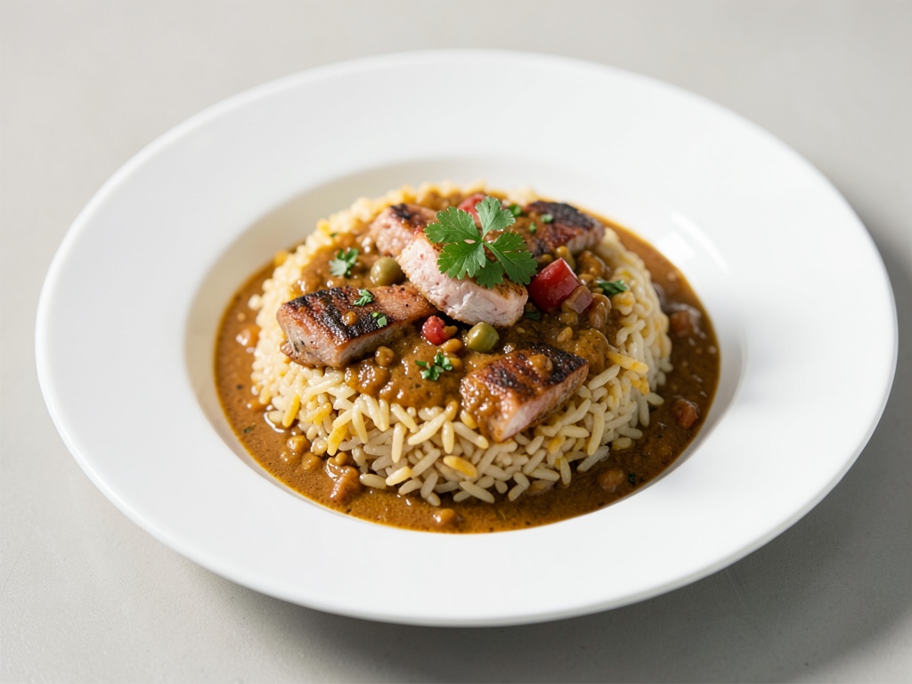 Riso al curry allo zafferano con aguglie