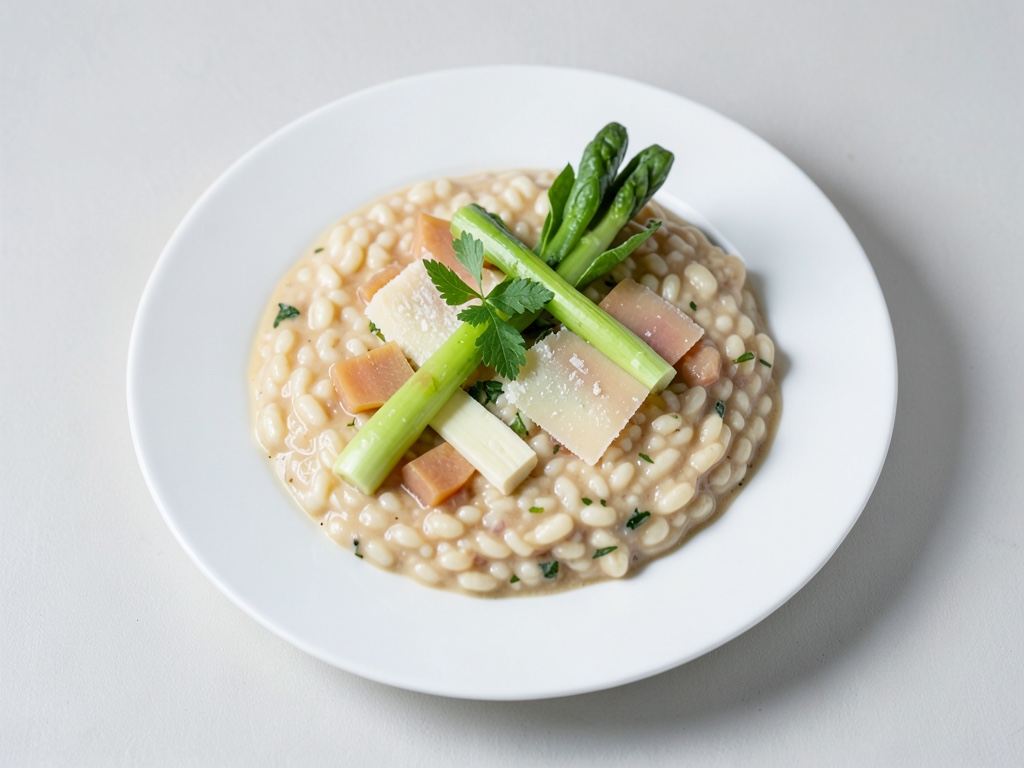 Risotto allo zafferano con asparagi e fiori di zucchina