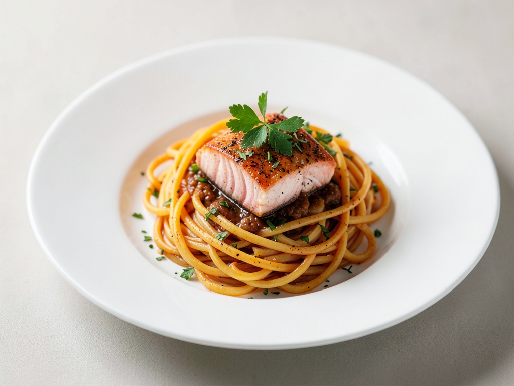 Safran-Spaghetti mit Lachs