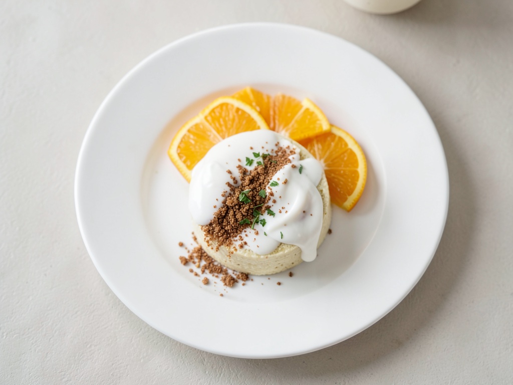 Pudding à la crème avec des oranges fraîches