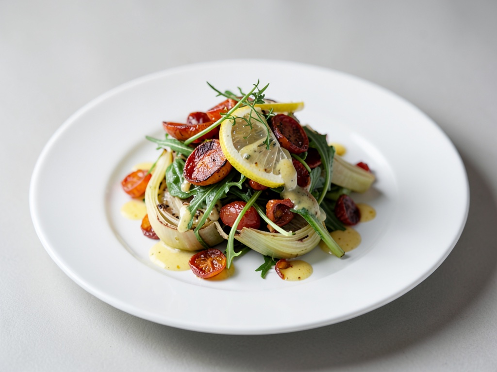 Insalata di carciofi e pomodori con condimento al limone