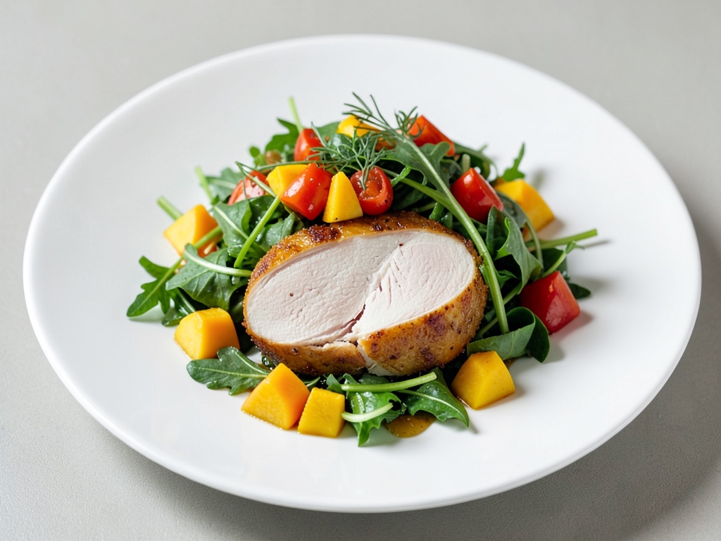 Insalata di mango e crescione con petto di tacchino