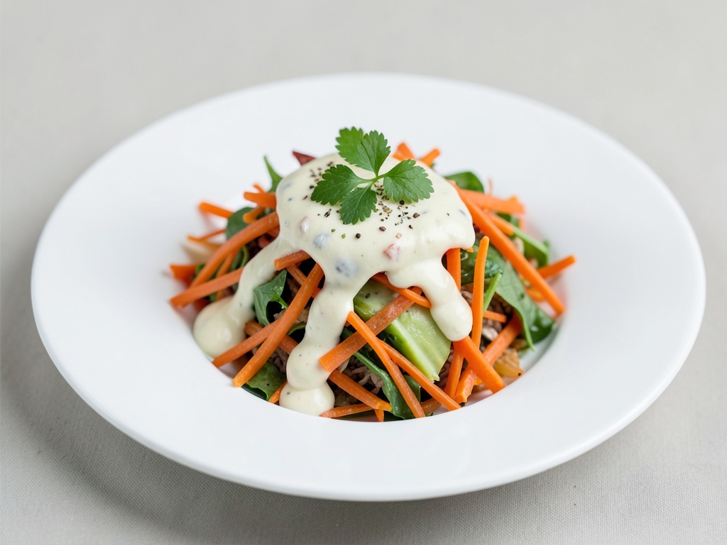 Insalata di strisce di carote con condimento allo yogurt e mela