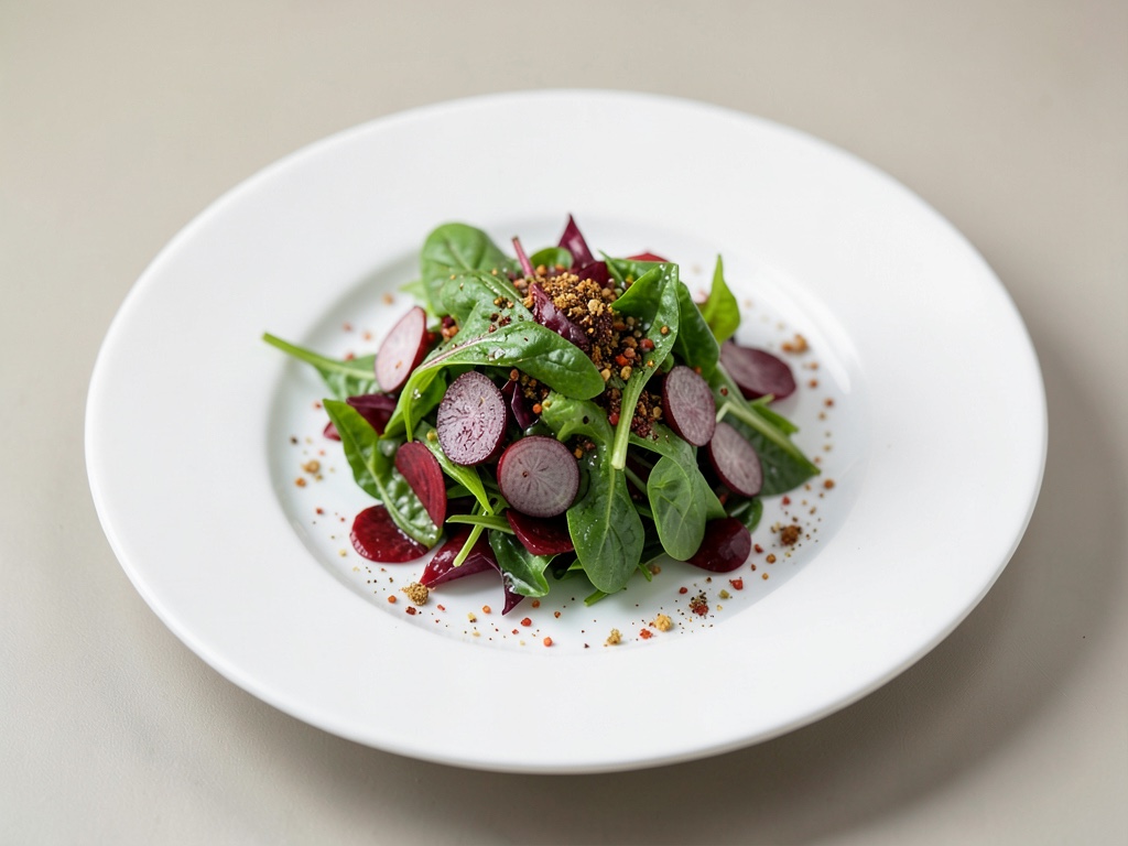 Insalata fresca con foglie di barbabietola e spezie