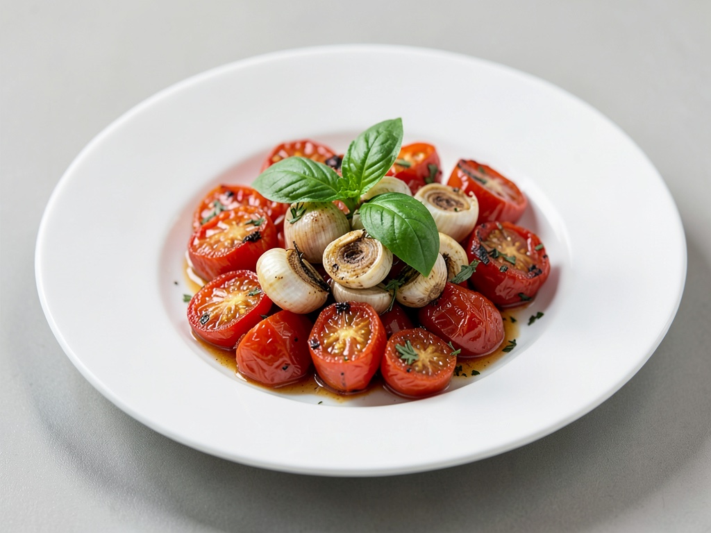 Pomodori caramellizzati con aglio e basilico