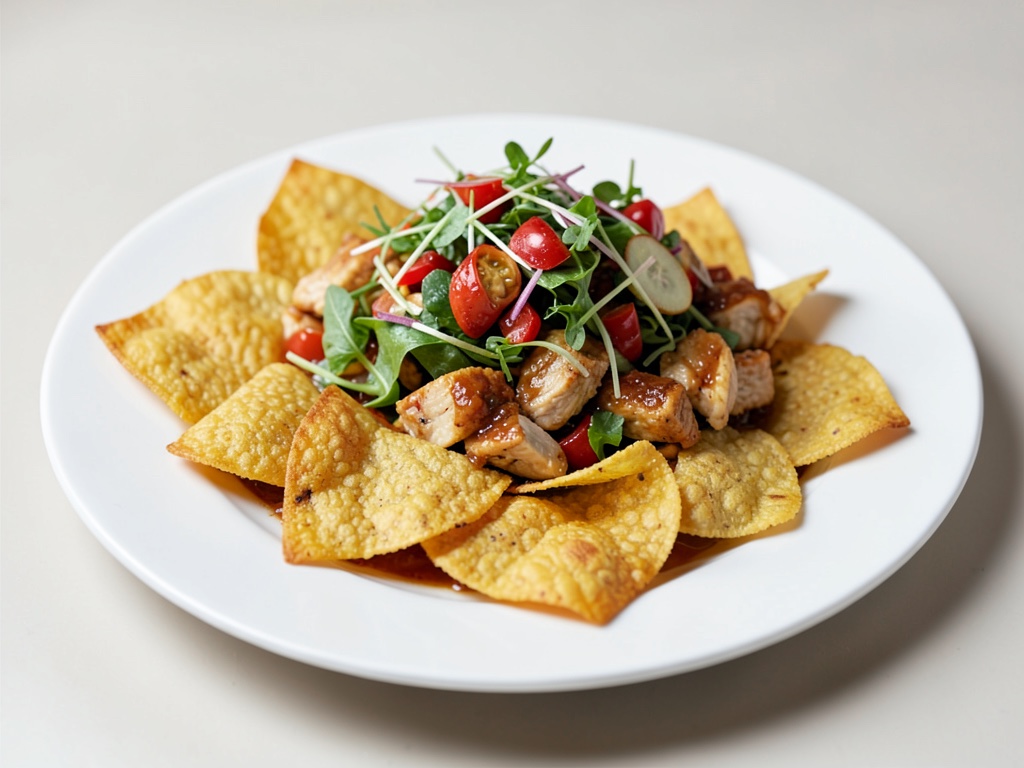 Tortilla Chips croccanti con insalata di pollo al chili