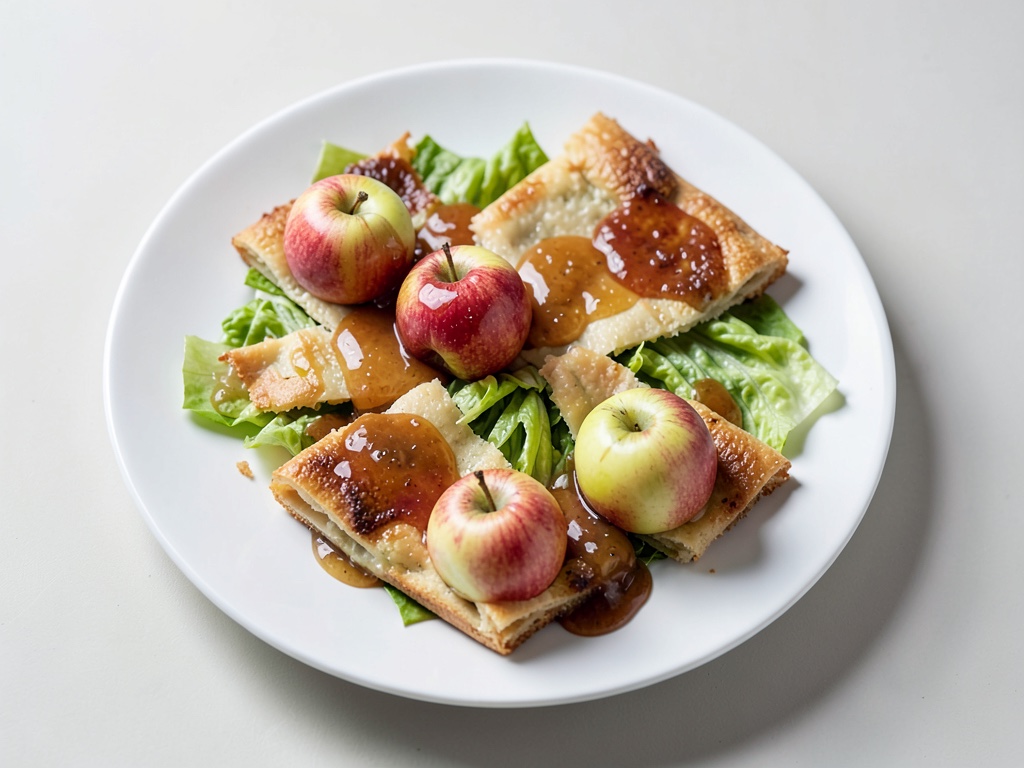 Mele con pasta sfoglia e insalata fresca