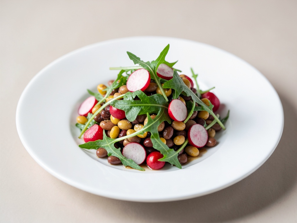 Insalata di fagiolini colorati con rucola e rafano