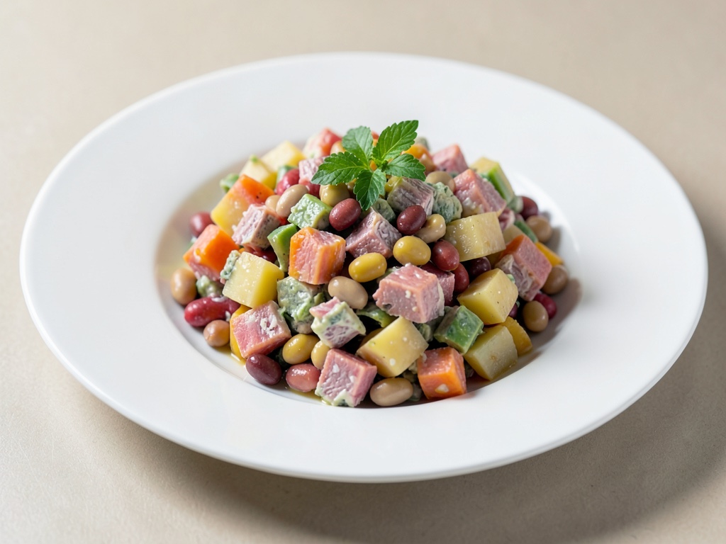 Insalata di tonno e patate colorata con fagioli