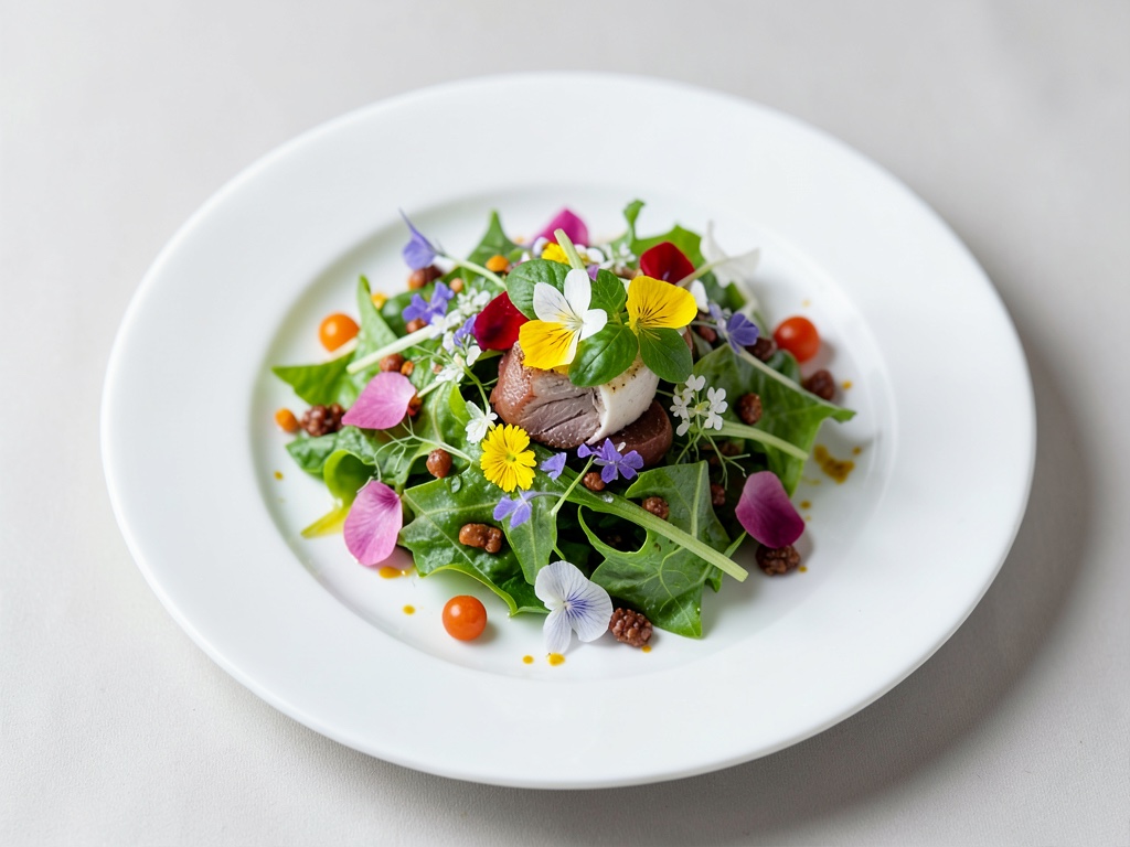 Insalata fresca con fiori commestibili
