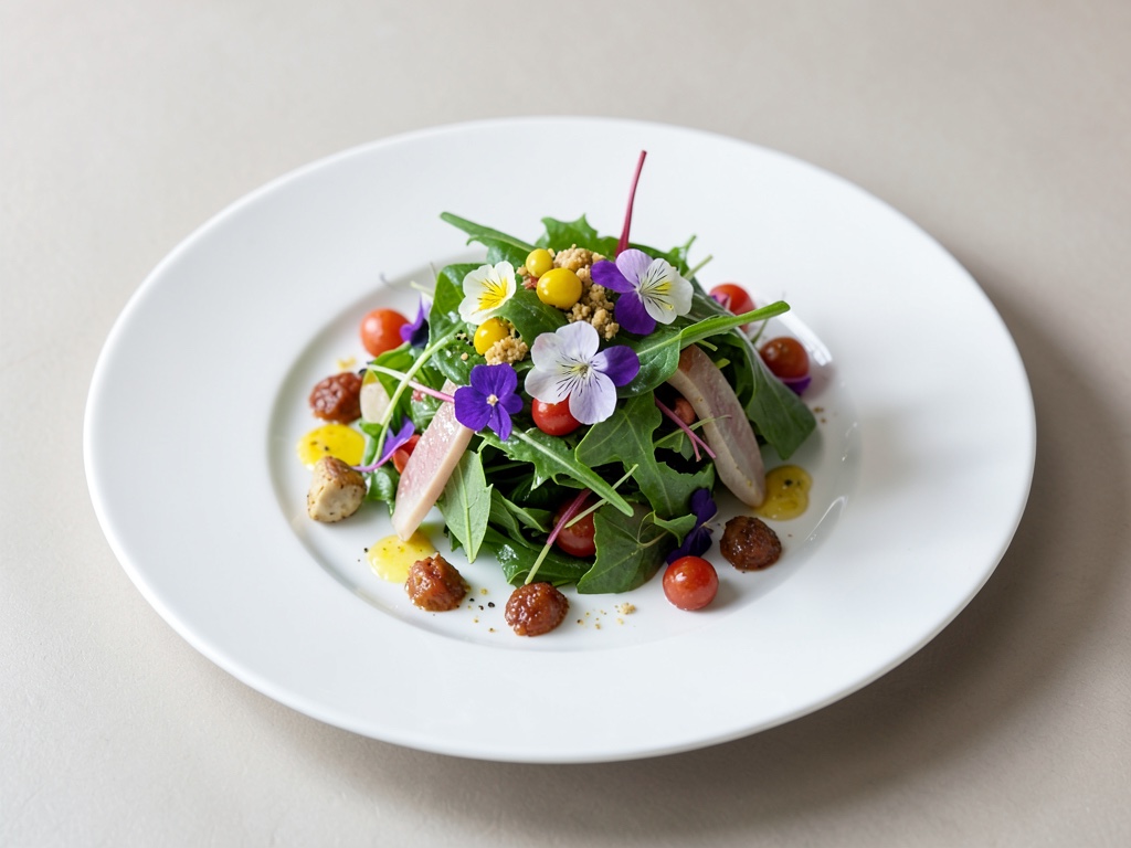Insalata fresca con fiori commestibili
