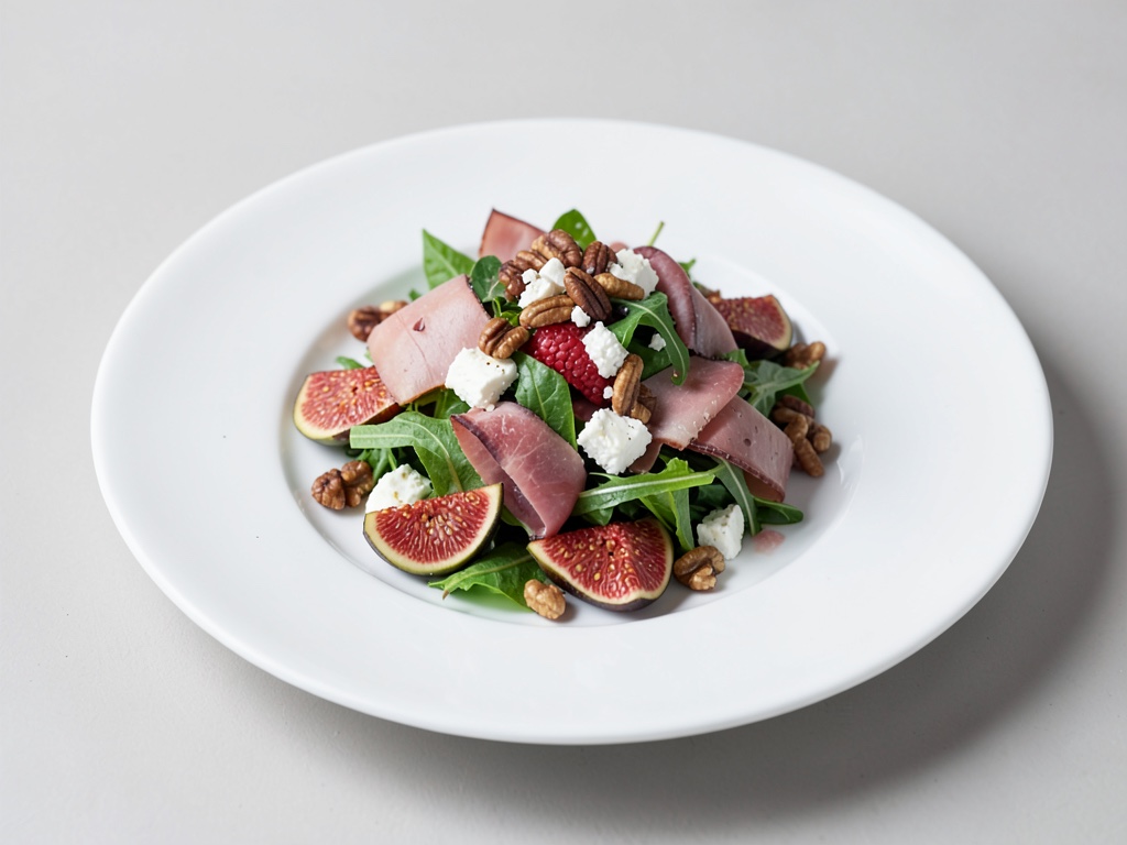 Insalata di fichi, prosciutto, noci tostate e formaggio di capra