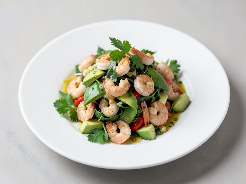 Insalata di gamberi colorata con avocado