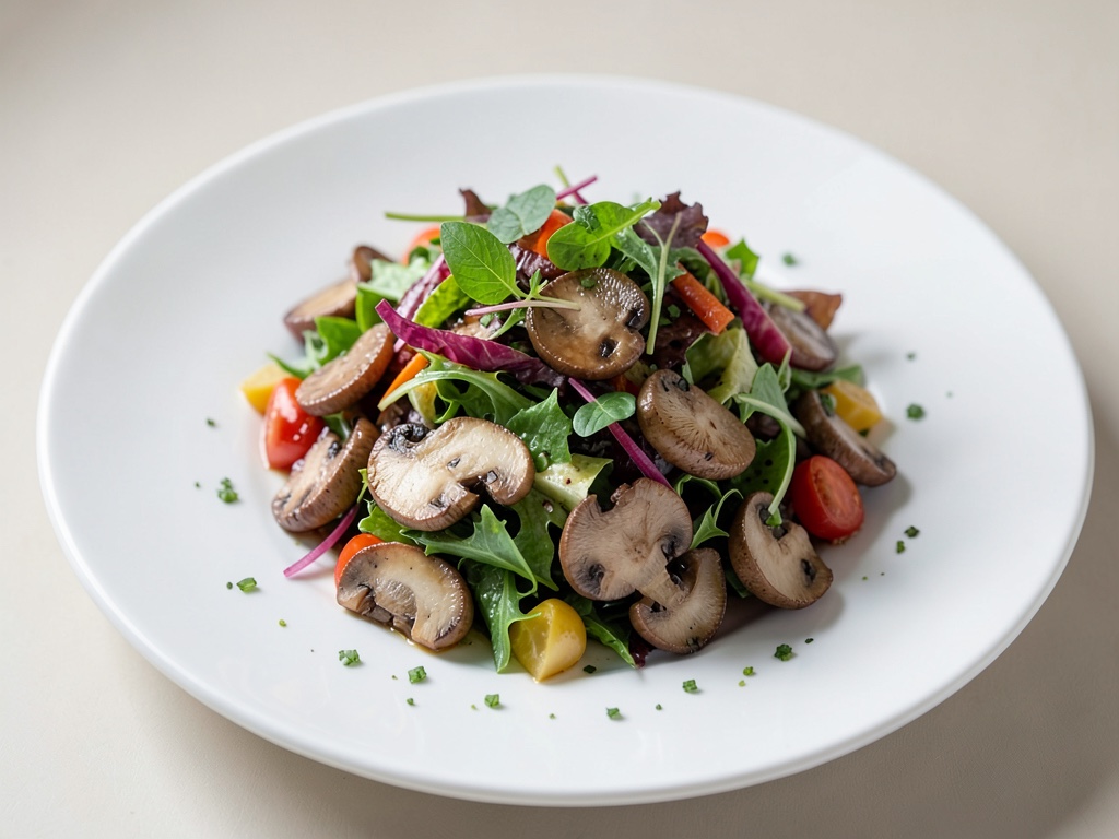 Insalata fresca con funghi e verdure