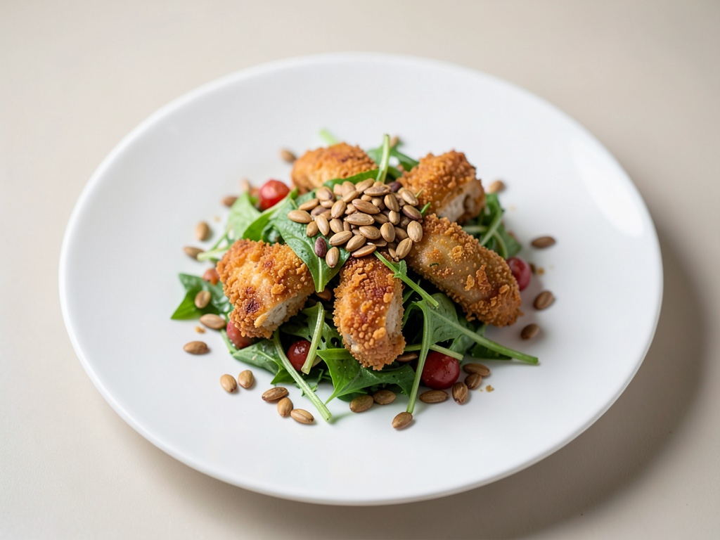 Insalata croccante di pollo con semi di girasole tostati