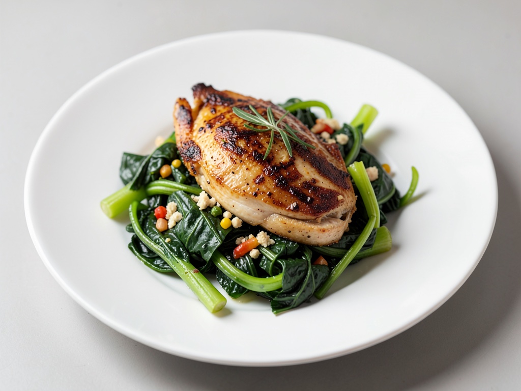 Pollo alla griglia su insalata fresca di Pak Choi