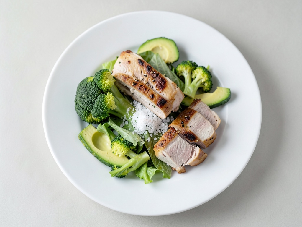 Insalata colorata con pollo, cavolfiore e avocado
