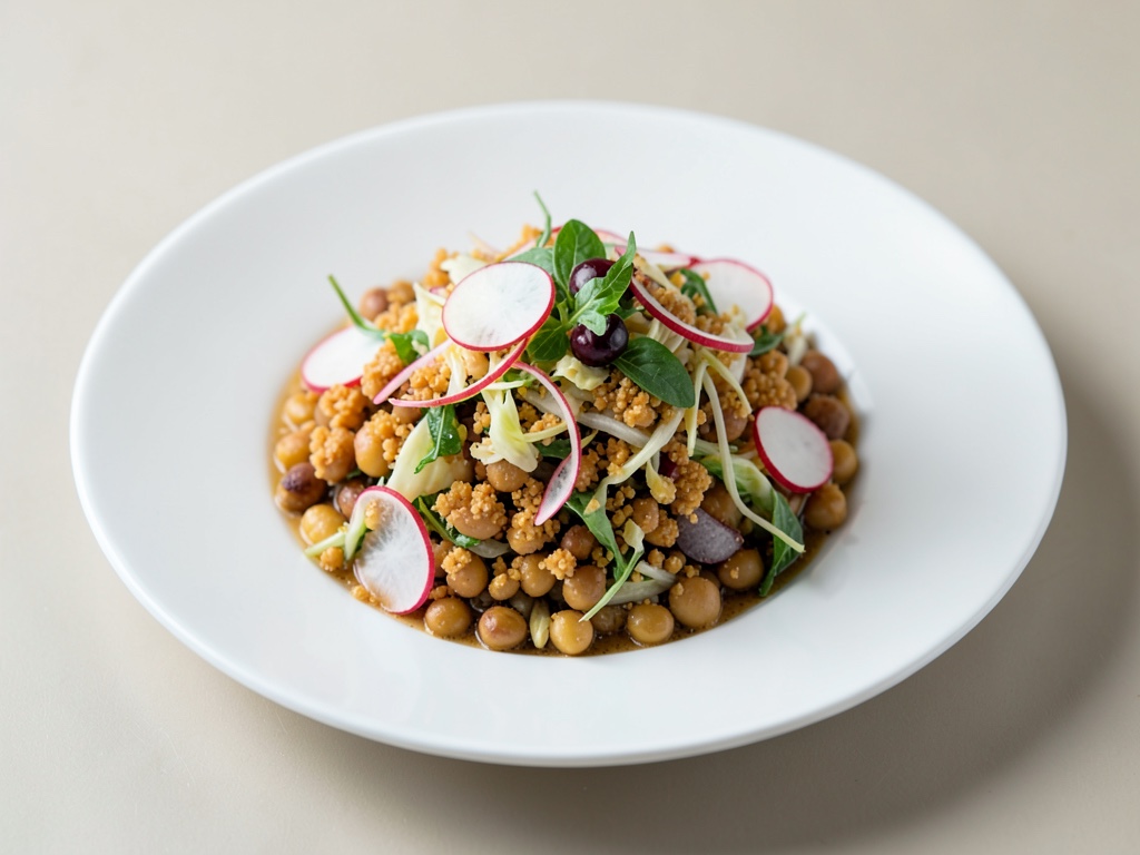 Insalata di fagiolini lima e cavolo cappuccio croccante con ravanelli