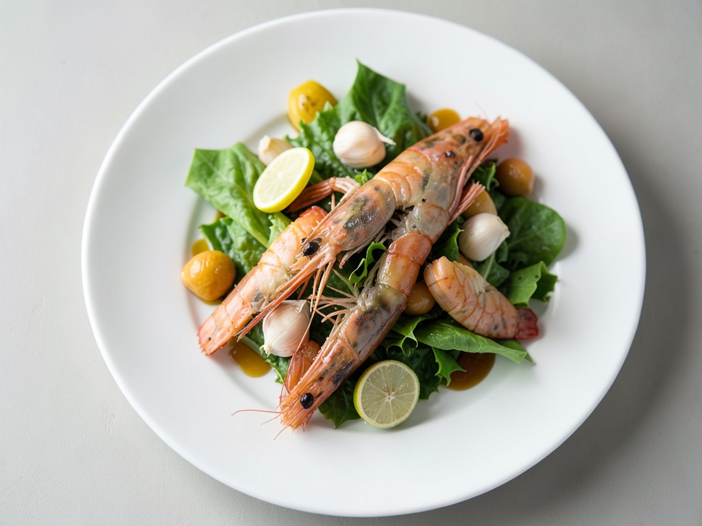 Insalata fresca con mango e gamberi