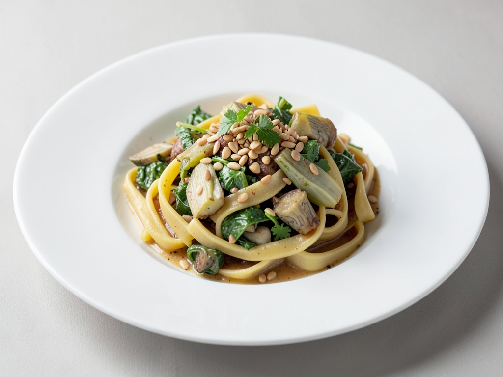 Insalata di pasta con carciofi e pinoli