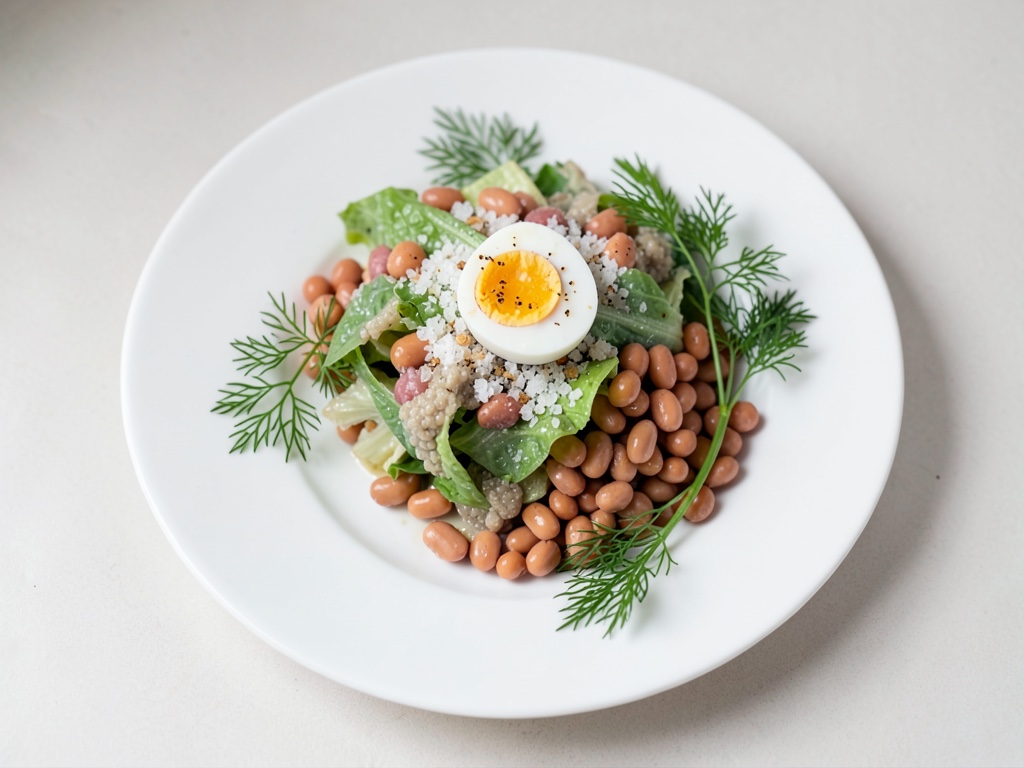 Insalata fresca di cavolo riccio con uovo poché
